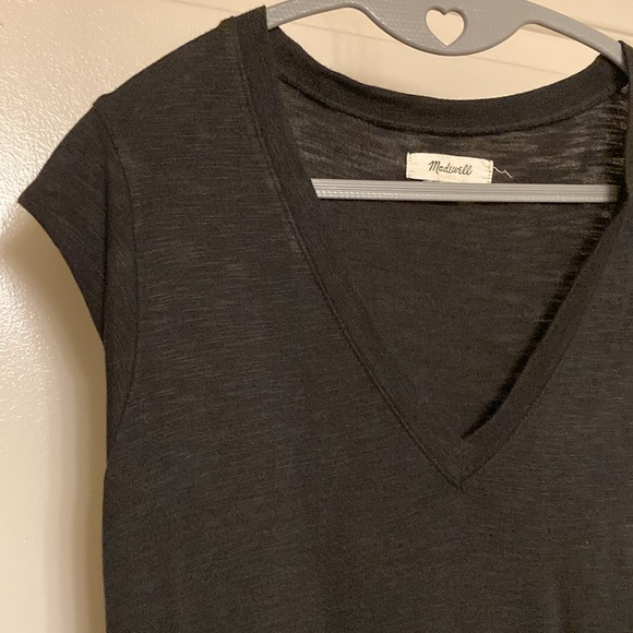 Madewell V-neck Black T-shirt dress, size extra small - Picture 2 of 6